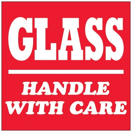 Bsc Preferred 4 x 4'' - ''Glass - Handle With Care'' Labels SCL507R